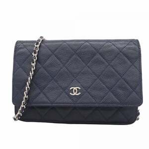 CHANEL Blue Caviar Leather Wallet